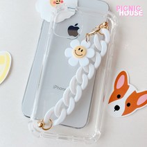 아이폰 갤럭시 LG 진주 구슬 스트랩 손목 체인 핸드폰줄 폰케이스 SL019 화이트체인 스트랩(꽃키링)