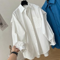빅사이즈 [EWQ] 긴팔 턴 다운 칼라 캐주얼 셔츠 인조 투피스 코트 여성용 상의 2023 봄 신상품 빅 사이즈
