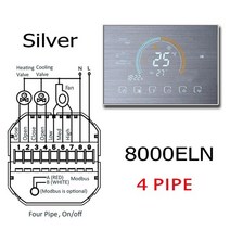 난방 냉각용 팬 코일 온도 조절기 RS485 MODBUS 4 파이프 2, 05 8000ELN-Silver_02 95-240VAC