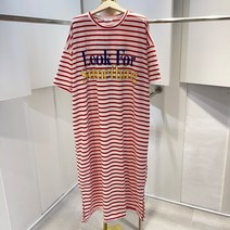 라임브릿지 룩 단가라 홈웨어 롱 원피스