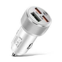 차량용 충전기 고속충전기 자동차 USB c 타입 휴대 전화 xiaomi 화웨이 폰 어댑터 빠른 충전 보조베터리105760, WHITE