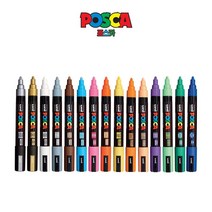 유니 포스카 두꺼운글씨용 수성 싸인펜 PC-5M 꾸미기 색칠 마카 유니 포스카 미쯔비시 사인펜 미술 학용품, 브라운