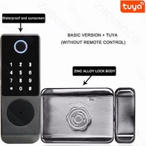 Tuya 와이파이 야외 방수 스마트 도어 잠금 지문 카드 암호 키 앱 원격 해제 정원 게이트 전자, 02 A-2, 02 A-2