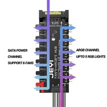 JEYI-ARGB PWM 5 웨이 팬 허브 주소 지정 가능 12V 4 핀 3 2-in-1 스트립 분배기, 한개옵션0