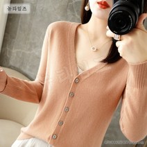 여자 니트 카디건 브이넥 추동 니트 탑 뉴타임즈 D351D290