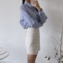 루즈리 여자 루즈핏 러블리 스트라이프 베이직 셔츠