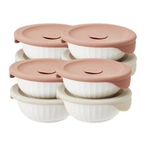 락앤락 바로한끼 도자기 밥용기, 8세트, 몸체 355ml + 뚜껑