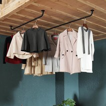 하이따거 옷가게 빨래 건조대 간편 설치 천장 벽걸이 U자형, 블랙 80x10