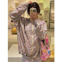 플라워 캐주얼 바람막이 봄 루즈핏 카디건자켓 스타일리시 젊줌마패션
