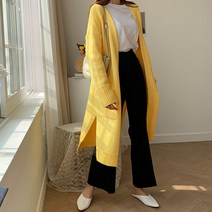 롱가디건 여성 포켓 노버튼 데일리 아우터 트임