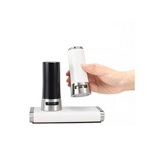 Generic 782814 소금 후추 쉐이커 세트 스테인리스 스틸 마그네틱 베이스 한 손 조작 기술이 적용된 닫힘 가능한 뚜껑 블랙 앤 화이트