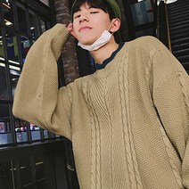(당일발송)가바바 남성 캐주얼니트 오버핏 꽈배기 니트 스웨터 G20724