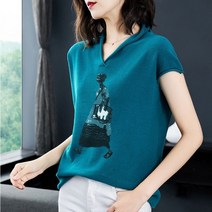 빌리즈빈 햄디 블라우스 여름 여성 브이넥 반팔 티셔츠 S3095