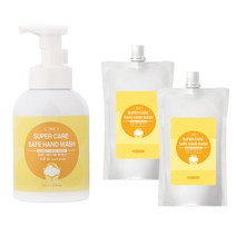 슈퍼케어 세이프 핸드워시 레몬향 본품 500ml + 리필 450ml * 2p 1세트, 본품 레몬향 1P, 리필 파우더향 2P
