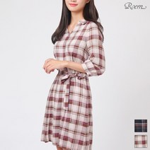 로엠 로엠 셔츠형 체크 원피스_RMOW93801A