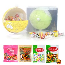 화이트데이 지구본 캔디머신 정리함 발렌타인데이, 옐로우_미니초코볼150g