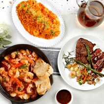 앙트레 블랙페퍼 스테이크 + 감바스 알아히요 + 로제 파스타 (6인분) 밀키트, 블랙페퍼스테이크+감바스+로제파스타(6인분)