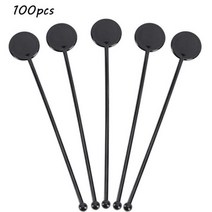 플라스틱 칵테일 교반 스틱 음료 머들러 교반기 Swizzle 바 혼합 막대 (블랙), 100pcs