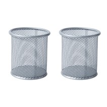 눕눕 필기도구 꽂이 사무실 책상 데스크 펜꽂이 2개입, 원형실버2개입