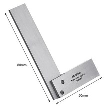 목공직각자 기계공 스퀘어 90 직각 눈금자 각도기 정밀 강철 엔지니어의 목수 경화 DIY 보조 측정 도구, [02] 80x50mm
