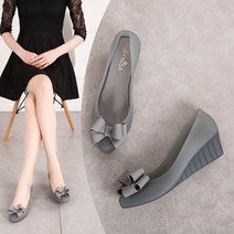 ZZJJC 토오픈 샌들 여성화 패션 웨지힐 펌프스 비치 슈즈 리본