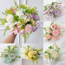 파스텔부케 셀프웨딩 조화 부쉬 플라워 미니꽃다발 혼합5개