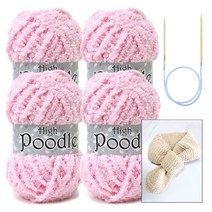 [니뜨] 하이푸들실(80g)x4볼+줄바늘6.0mm+너음목도리 도안, 02_베이비핑크