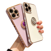 우꾸모 아이폰 15 플러스 프로 맥스 PLUS PRO MAX 큐빅 핑거 링 도금 젤리 케이스 iphone 핸드폰케이스 AC1728