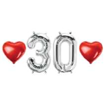 숫자 30 은박 풍선 하트 세트, 05.실버-소-30