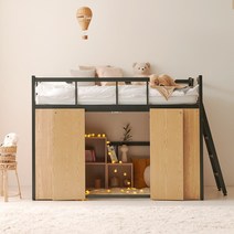 [5일배송]탱크 철제 벙커침대 수납형 화이트 SS 사다리형, 블랙_GMB003BK