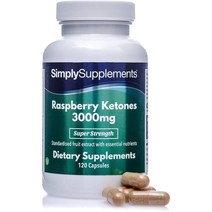 Simply Supplements Lampone Ketones 3000 mg -120 캡슐 - 채식주의 자에 적합 - 4 개월의 치료 - 간단히 보충제, 5개