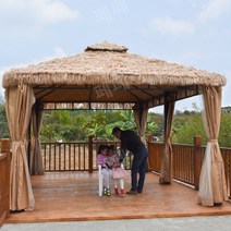 파고라 전원주택 정원 인테리어 팔각정 정자, 초가 정자 3x3미터[커튼 첨부]