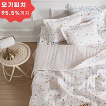몸에달라붙지않는 스노우리플 침구 SS Q 알러지케어 진드기 여름침구, 단품 - Q누빔이불, 도트 스노우리플 블루