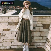 퀸앤조이 글렌체크 패턴 롱 스커트***판매자 퀸앤조이***