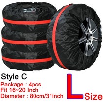 타이어보관4pcs S/L 방수 자동차 스페어 타이어 커버 케이스 폴리 에스테르 보관 가방 캐리어 휠 보호대 방, 06 C 4pcs 16-20inch