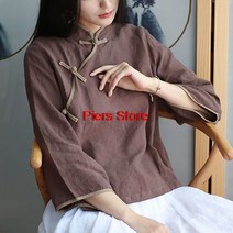 두루마기 새로운 2022 중국어 빈티지 쉬폰 블라우스 cheongsam 셔츠 qipao 전통 여성 hanfu 동양 당나라 정