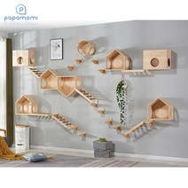 고급나무벽걸이캣타워, 1set, A형