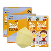 굿매너 KF94 소형 옐로우 100매 어린이 키즈 컬러마스크 1개입, 굿매너/KF94/소형/옐로우/50매x2