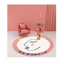 ARTISTIC 명화 페이스 기하학 패턴 원형 거실 카페트 소형 러그