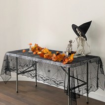 [프롬원더랜드] 할로윈 레이스 거미줄 테이블보 [길이 2.4m/폭 1.2m] 커텐