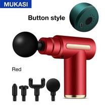 mukasi massage gun lcd display electric massager for body neck back pain relief therapy deep muscle, 빨간 버튼-4 머리, C형
