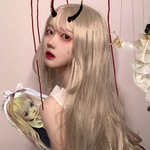 천사 공장 도매 일본식 소프트 소녀 가발 여성 긴 스트레이트 헤어 베이지 화이트 페이스 트리밍 푹신한 현실적인 화학 섬유 가발, 할머니 그레이