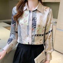 수스다 스퀘어플라워 셔츠 블라우스 빅사이즈