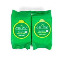 Celavi 메이크업 리무버 클렌징 물티슈 제거 타월 2팩 - 60장 (콜라겐), 30 Count (Pack of 2), CUCUMBER