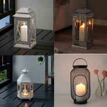 북유럽 철제 양초랜턴 캔들홀더 촛대 베란다 테라스 티라이트 대형 원기둥 베페스타 토피그, 크링쉰트(화이트)