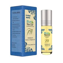 Blue Nectar 블루넥타 Vishranti 편두통 및 두통 완화 오일 롤온 및 명상 오일 시나몬 정향 생강 민트 에센셜 오일 및 9가지 아유르베다 허브 100% 천연