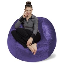 소파 삭 (Sofa Sack) 울트라 소프트 쿠션 의자 퍼플 메모리 폼 플러쉬 마이크로 스웨이드 커버 첨부 122 × 122 × 76cm [일본 정규 수입품]
