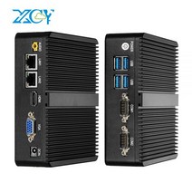 XCY-팬리스 미니 PC 인텔 셀러론 J4125 듀얼 기가비트 이더넷 2x RS232 HDMI VGA 4xUSB WiFi 윈도우즈 10 리눅스 산업용 컴퓨터, 4G RAM 64G SSD, Pentium 3805U DDR3L