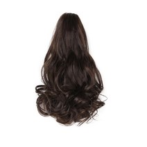 여성 굵은 웨이브 곱슬머리 포니테일 가발 자연스러운 부분가발 걸리쉬 여자가발, 단일사이즈, 브라운블랙