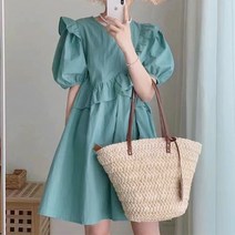 [랜덤플레이]소매프릴 퍼프 벌륜 루즈핏 미니원피스